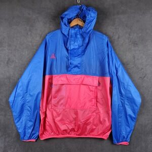 Nike ACG Hooded Anorak Jacket Mens Large Blue Pink Colorblock Windbreaker CD7634